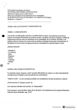 INVESTIGACIÓN SOBRE CRIMINALIDAD_ Material de trabajo para un taller interno hacia una explicación de los fenómenos de la criminalidad – EL SUJETO ACTIVO (VICTIMARIO) Y EL OBJETO (VICTIMA).pdf