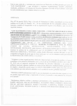 Copia amenazas de los Rastrojos 7 de agosto de 2013 .pdf