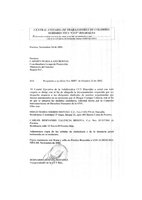 Respuesta al oficio Nro. 10897 de octubre 23 de 2002 — Carta de remisión de documentación sobre dirigentes sindicales amenazados